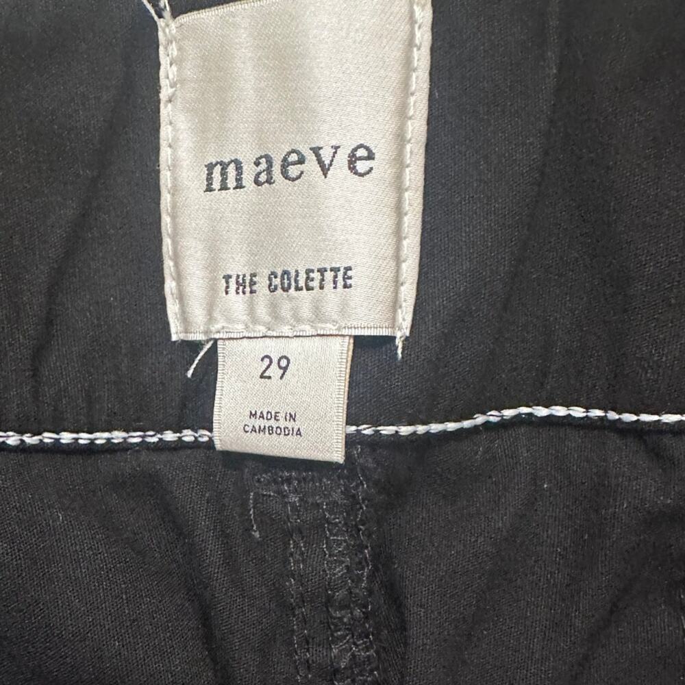 Maeve Anthropologie The Colette Cropped Wide Leg Pants Black Magic Fabric 29 - Picture 3 of 8